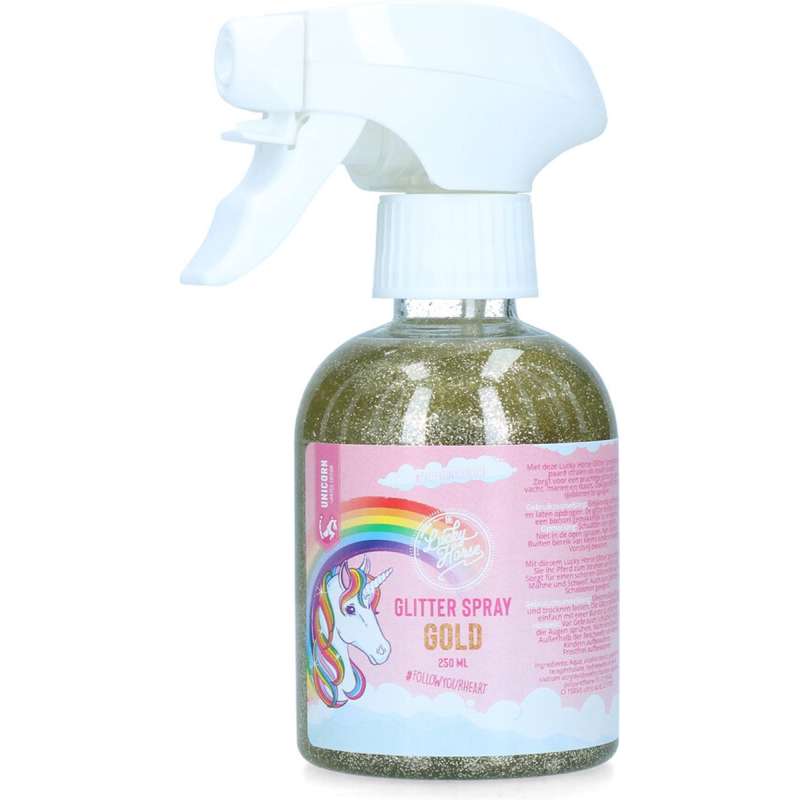 Lucky Horse Unicorn Glitterspray Goud