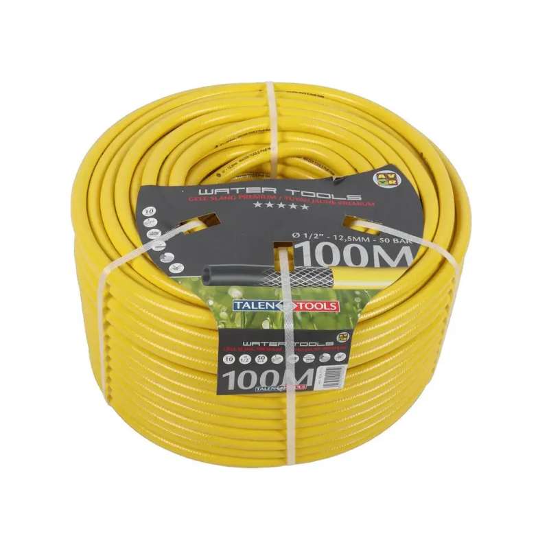 Getricoteerde gele tuinslang high twist resistant 1/2 inch 100 meter