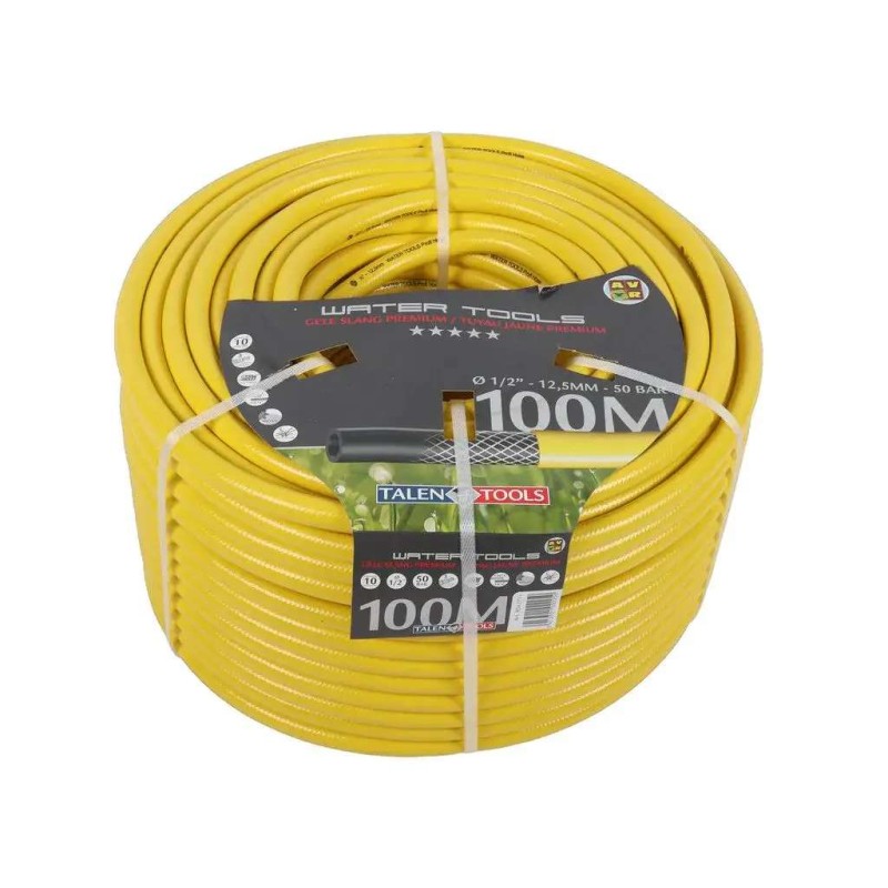 Getricoteerde gele tuinslang high twist resistant 1/2 inch 100 meter