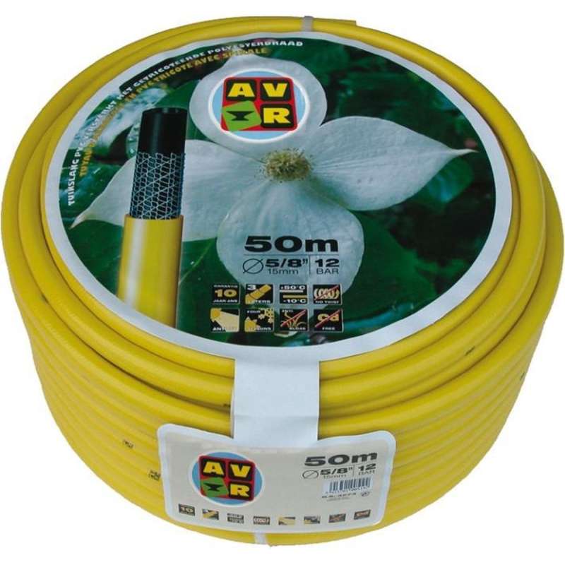 Gele tuinslang getricoteerd high twist resistant system 5/8 inch 25m