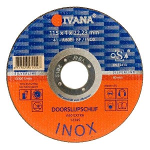 Doorslijpschijf Inox vlak 115 x 1 x 22.2mm