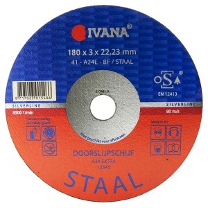 Doorslijpschijf Ivana staal vlak 180 x 3 x 22,23 mm
