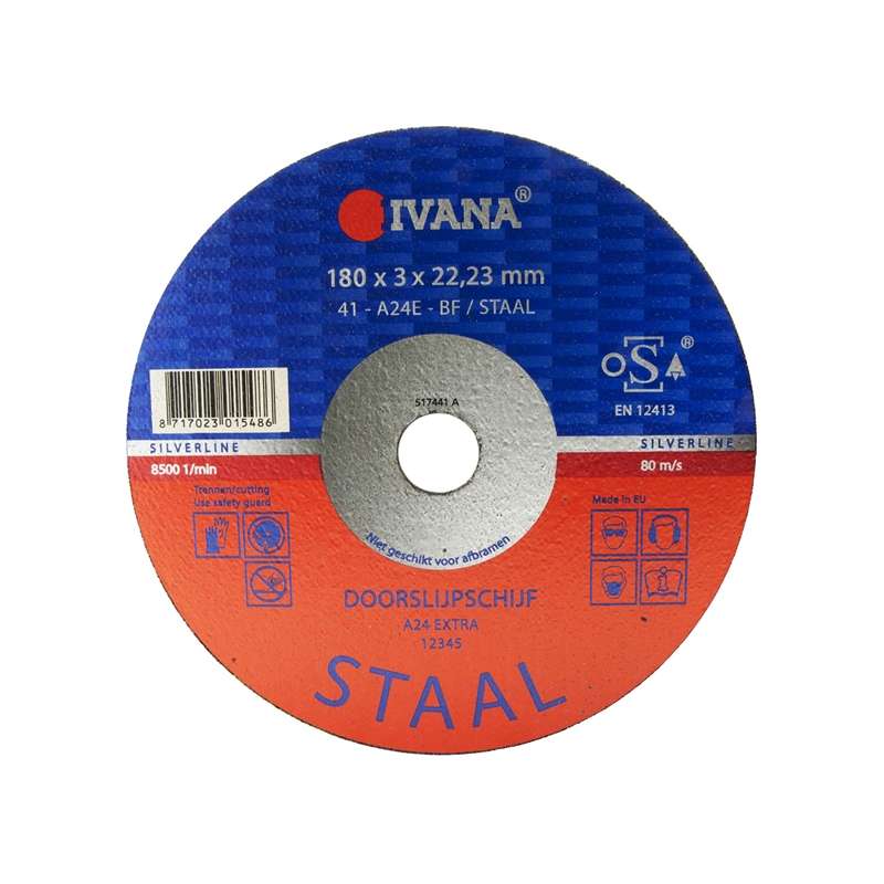Doorslijpschijf Ivana staal vlak 180 x 3 x 22,23 mm