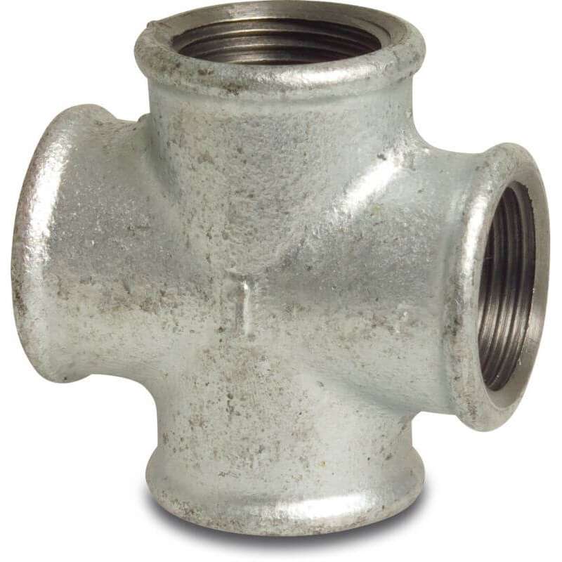 Kruisstuk nr. 180 gegalvaniseerd binnendraad 1"