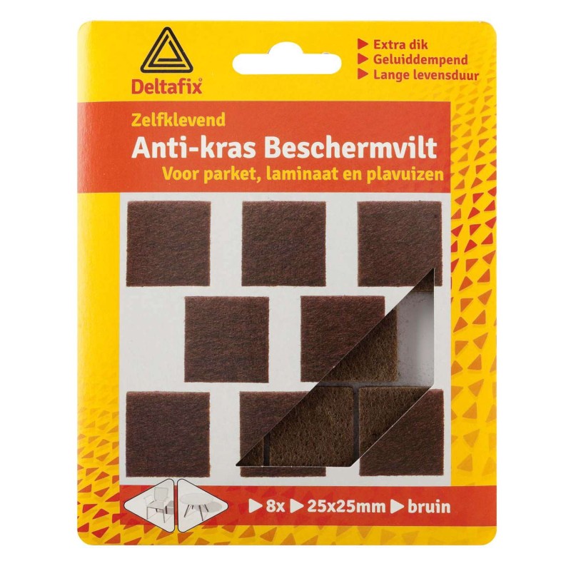 anti-krasvilt zelfklevend vierkant bruin 25 mm x 25 mm 8 stuks