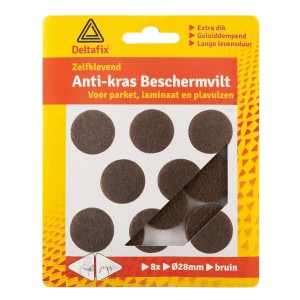 Anti-krasvilt zelfklevend rond bruin 28 mm 8 stuks