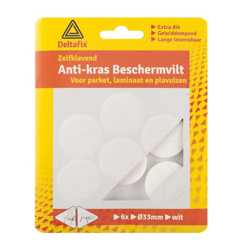 Anti-krasvilt zelfklevend rond wit 33 mm 6 stuks