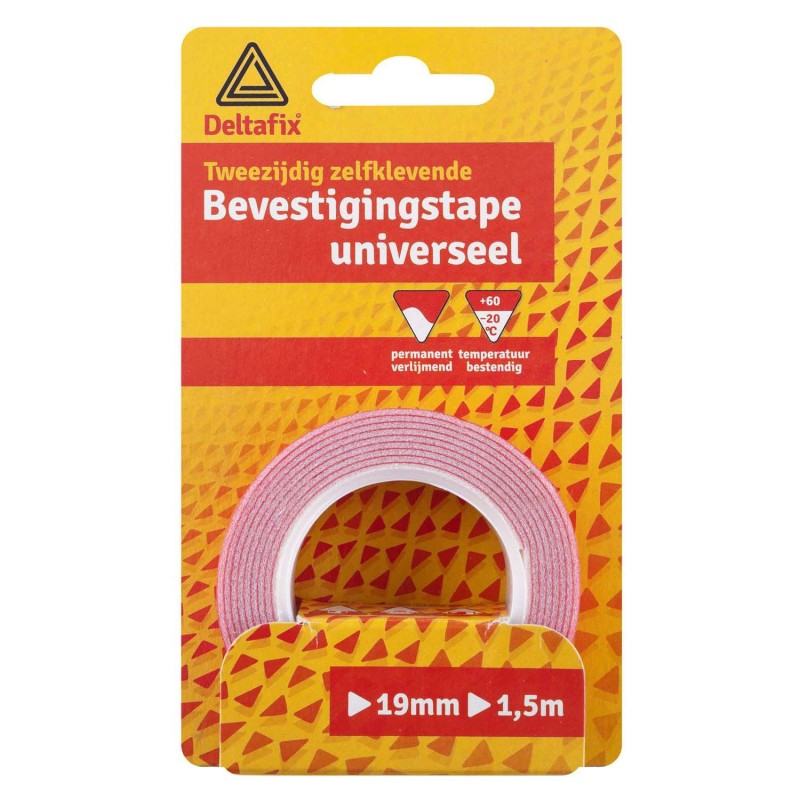 Bevestigingstape dubbelzijdig zelfklevend universeel wit 19 mm x 1.0mm 1,5M