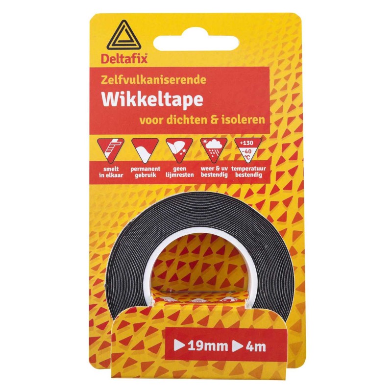 Wikkeltape vulkaniserend zwart 19 mm 4 meter