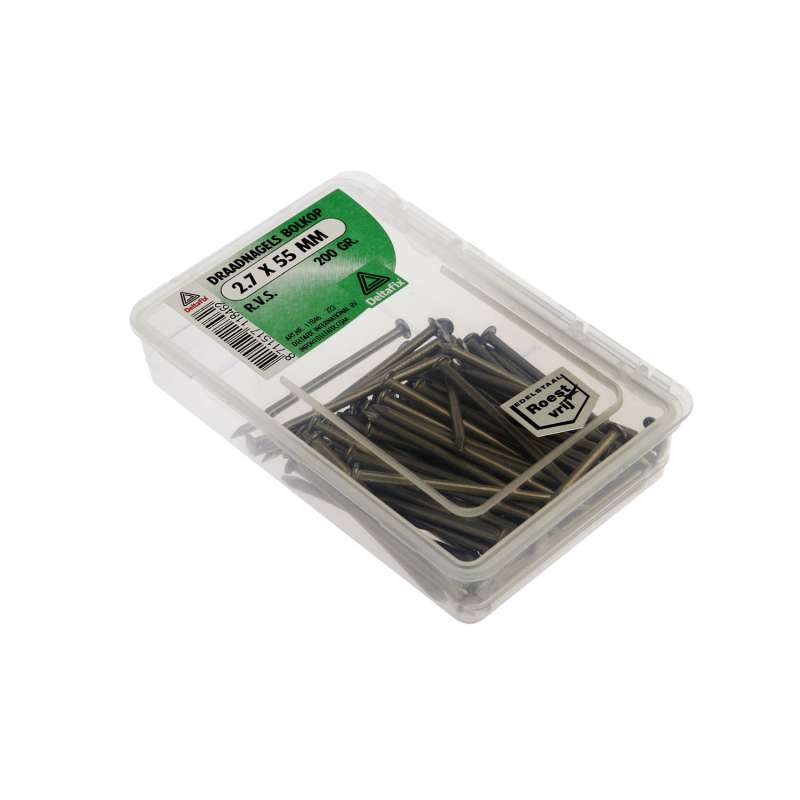 Draadnagel bolkop rvs a2 2.7 x 55 mm 200gr