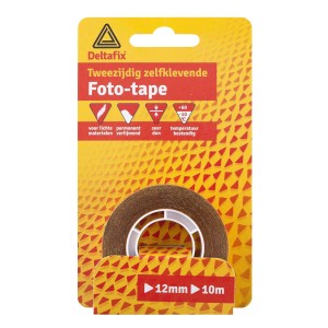 Dubbelzijdig fototape transparant 12mm 10 meter