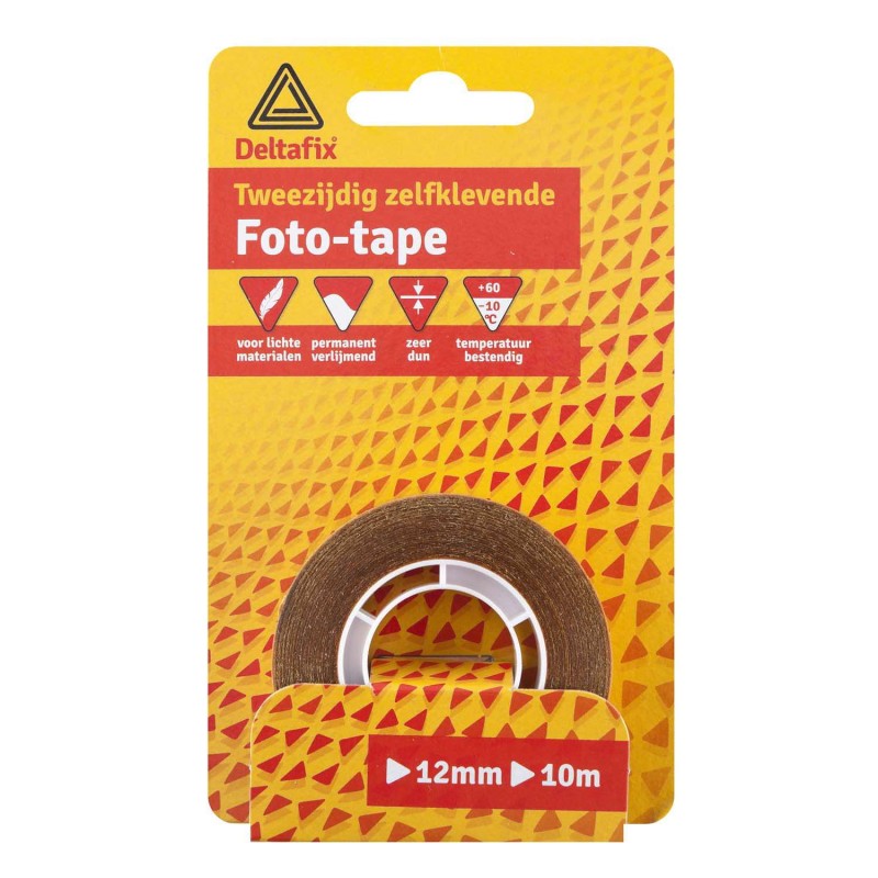 Dubbelzijdig fototape transparant 12mm 10 meter
