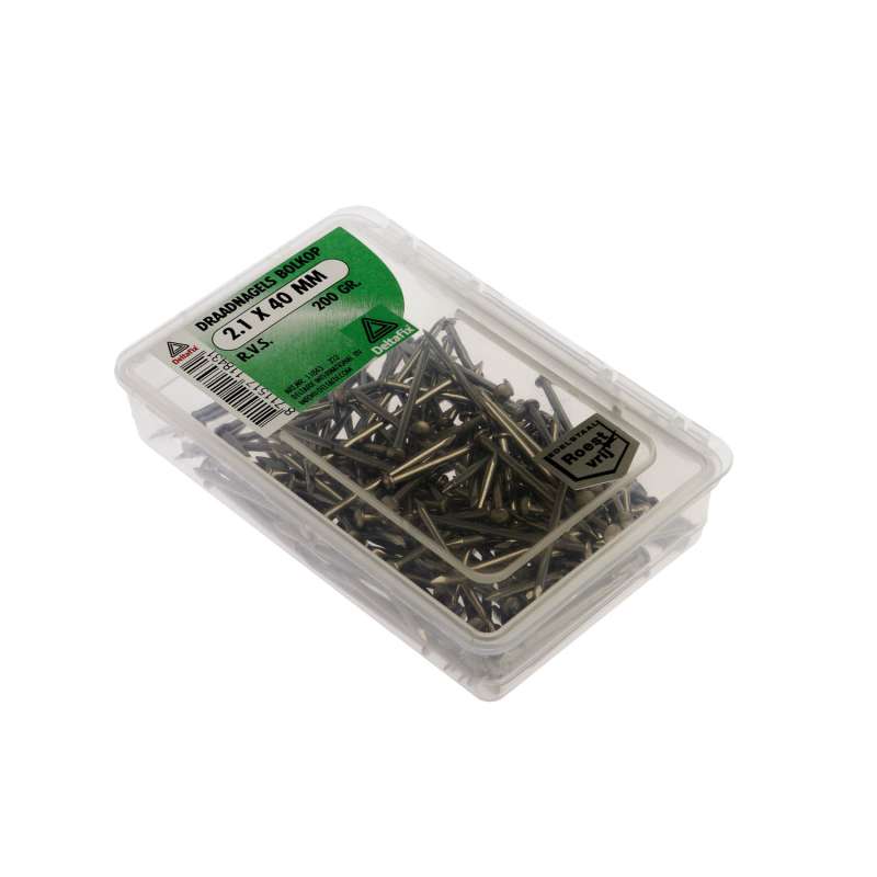 Draadnagel bolkop rvs a2 2.1 x 40 mm 200gr