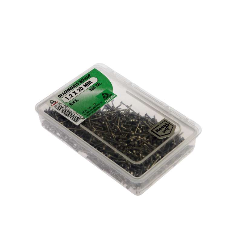Draadnagel bolkop rvs a2 1.2 x 20 mm 200gr