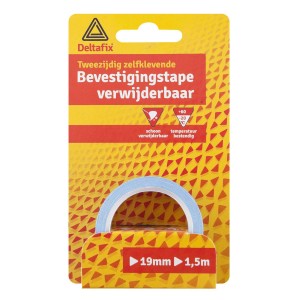 Bevestigingstape dubbelzijdig zelfklevend verwijderbaar wit 19 mm x 0.5mm 1.5M