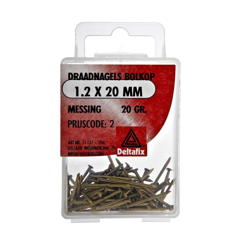 Draadnagel bolkop messing 1.2 x 20 mm 20gr