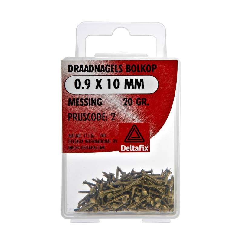 Draadnagel bolkop messing 0.9 x 10 mm 20gr