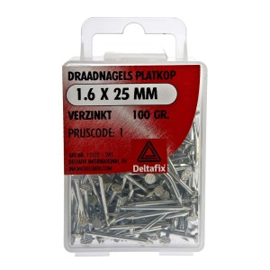 Draadnagel platkop verzinkt 1.6 x 25mm 100gr