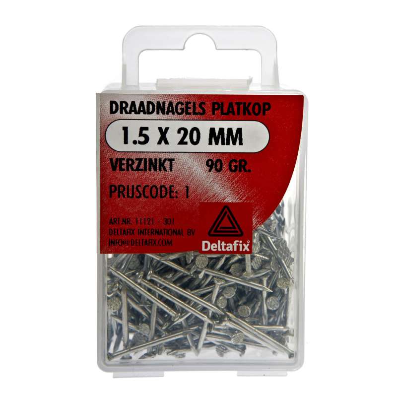 Draadnagel platkop verzinkt 1.5 x 20mm 90gr