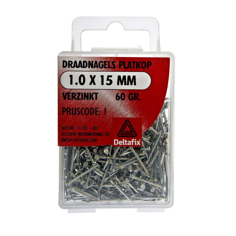 Draadnagel platkop verzinkt 1.0 x 15mm 60gr