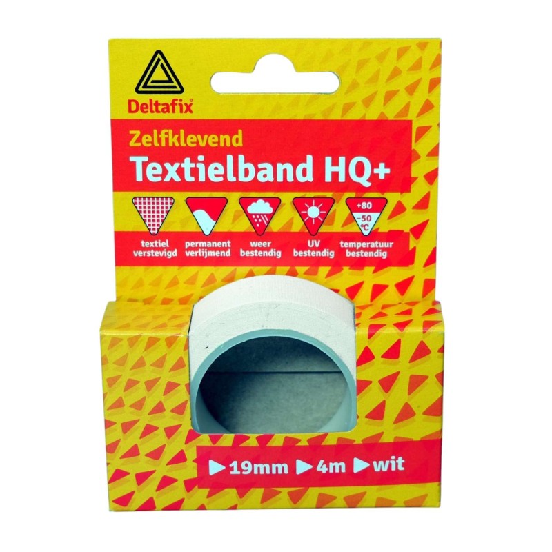 Textielband HQ+ zelfklevend wit 19 mm 4 meter