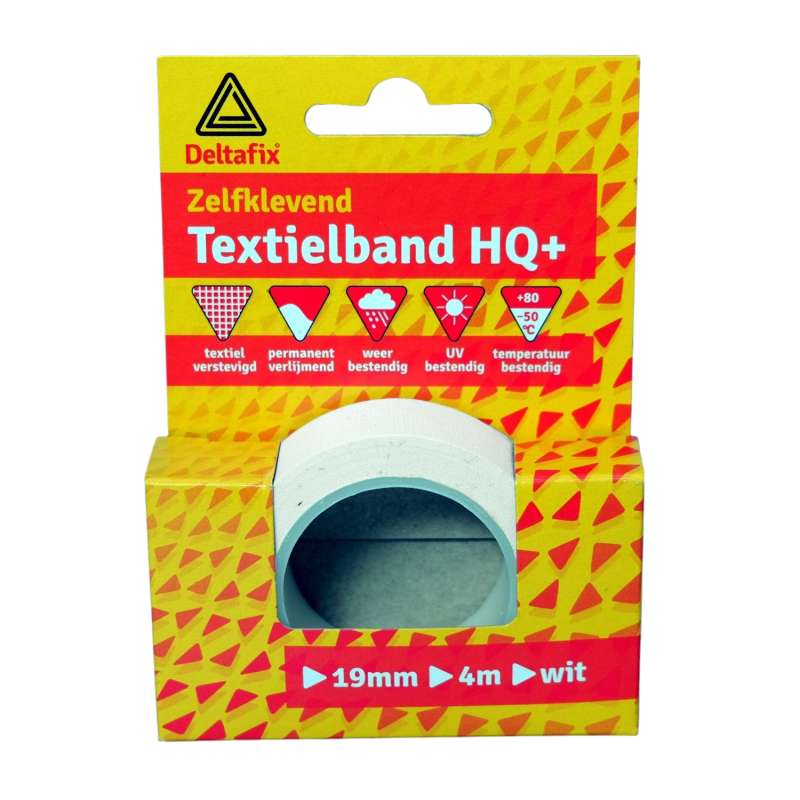Textielband HQ+ zelfklevend wit 19 mm 4 meter
