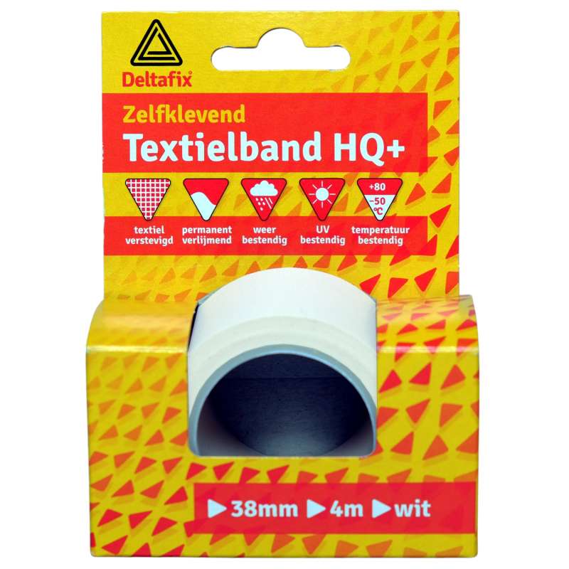 Textielband HQ+ zelfklevend wit 38 mm 4 meter