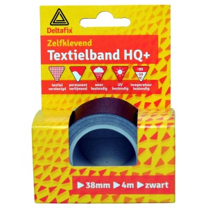 Textielband HQ+ zelfklevend zwart 38 mm 4 meter