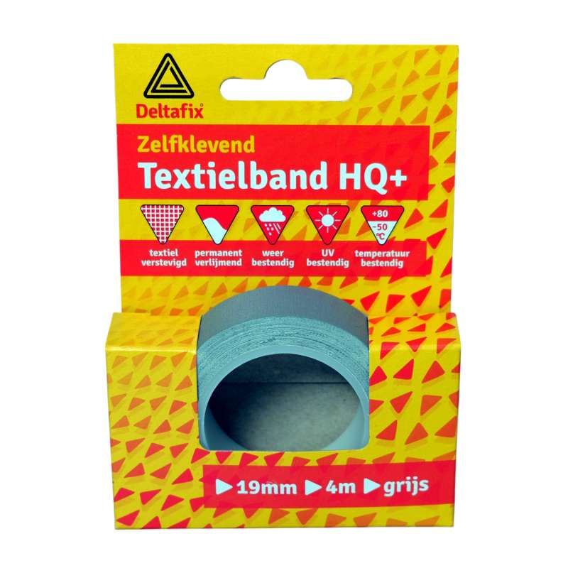 Textielband HQ+ zelfklevend grijs 19 mm 4 meter