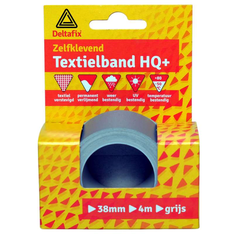 Textielband HQ+ zelfklevend grijs 38 mm 4 meter