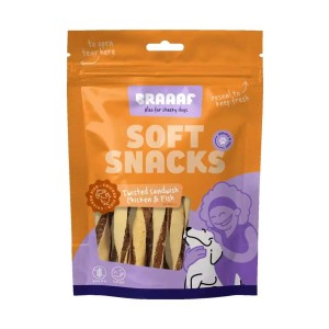 Braaaf honden soft snack gedraaide sandwich met kip en vis