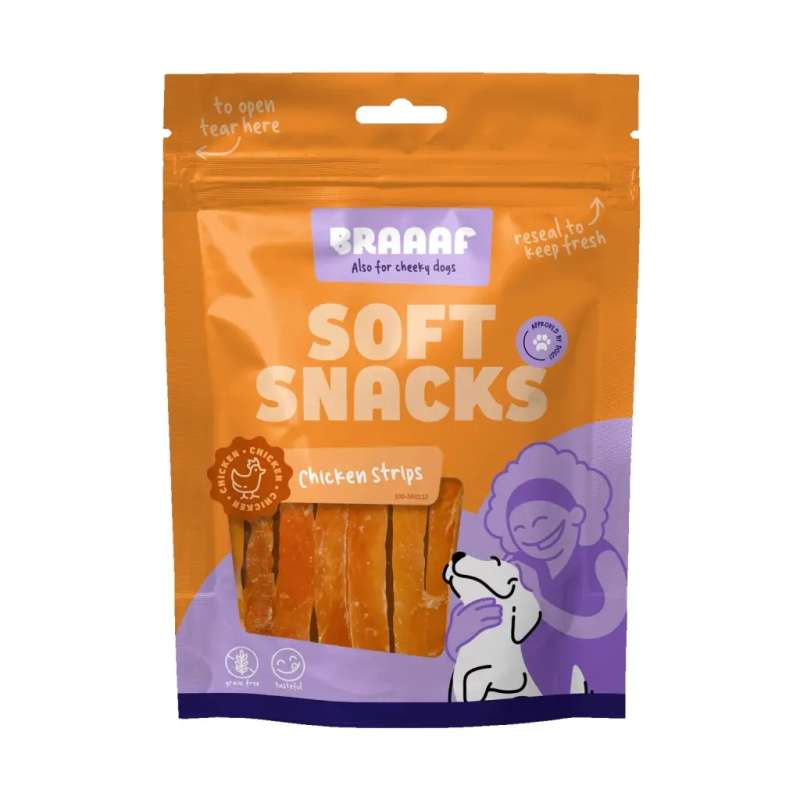 Braaaf honden soft snack kipreepjes