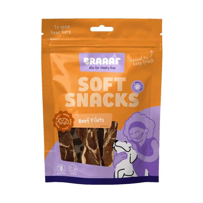 Braaaf honden soft snack filet met rund en vis