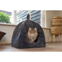 Beeztees Kattenslaaphuis Moza pluche antraciet 40x40x40 cm