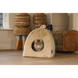 Beeztees Kattenslaaphuis Moza pluche beige 40x40x40 cm