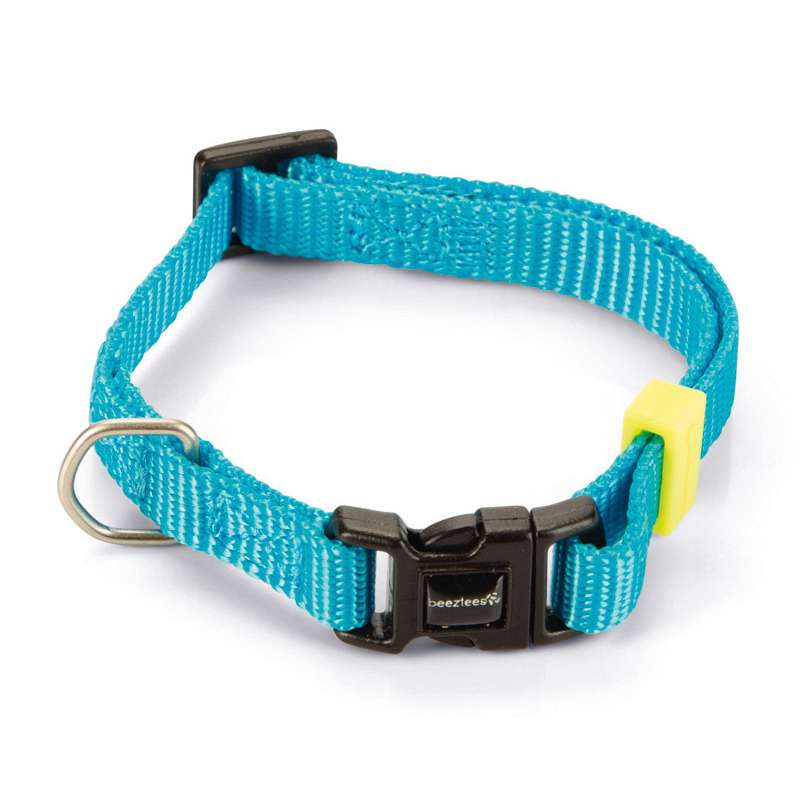 Beeztees honden halsband nylon licht blauw 35-50 cm x 20 mm