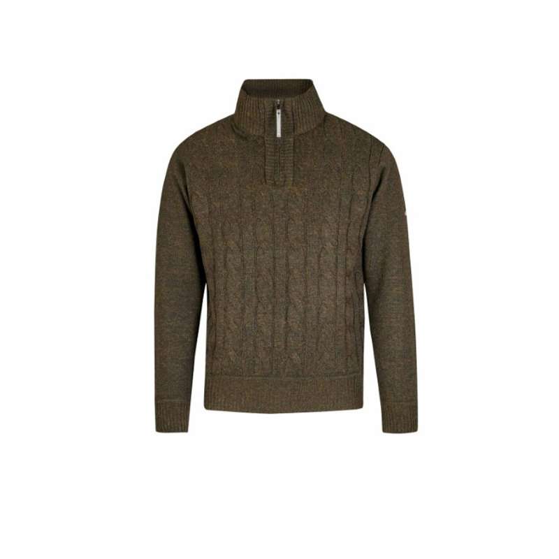 Gebreide kabel pullover Lunt teddy gevoerd olijfgroen