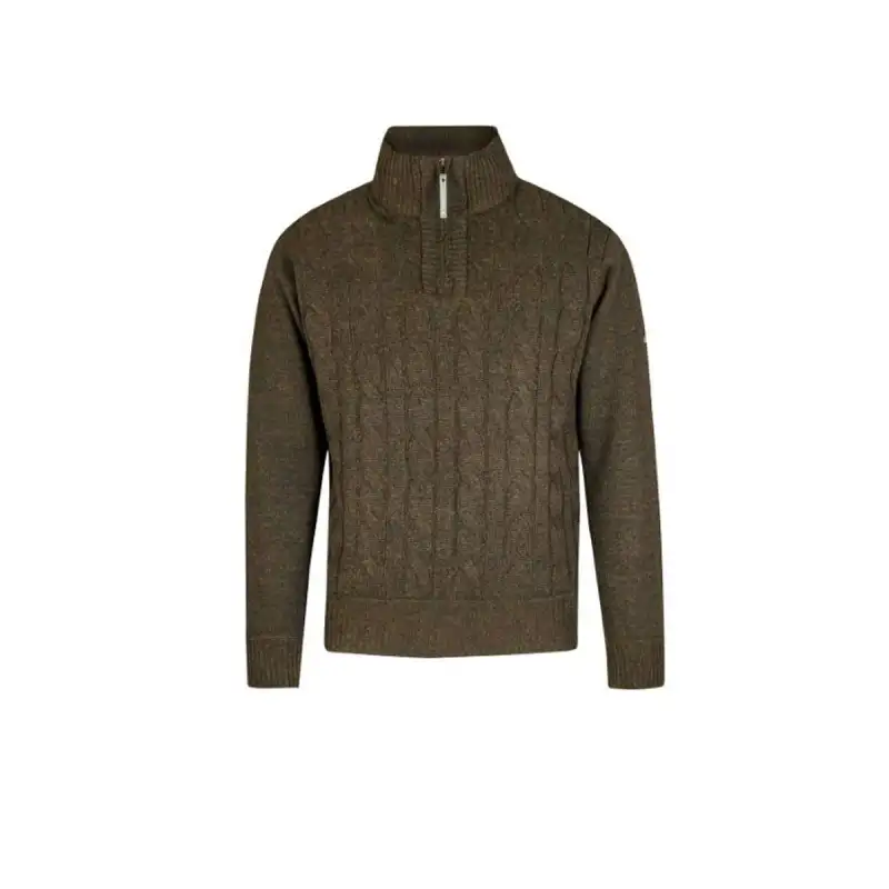 Gebreide kabel pullover Lunt teddy gevoerd olijfgroen