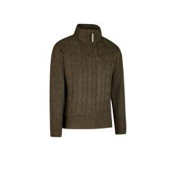 Gebreide kabel pullover Lunt teddy gevoerd olijfgroen