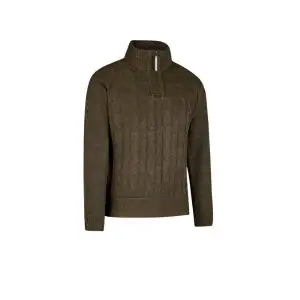 Gebreide kabel pullover Lunt teddy gevoerd olijfgroen