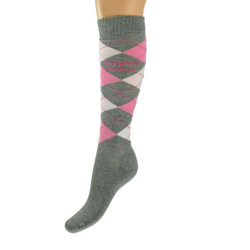 Paardrijsok Stapp Horse ruit grijs/roze