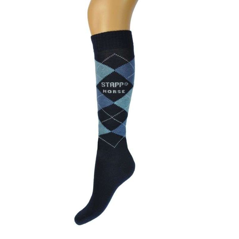 Paardrijsok Stapp Horse ruit navy/lichtblauw