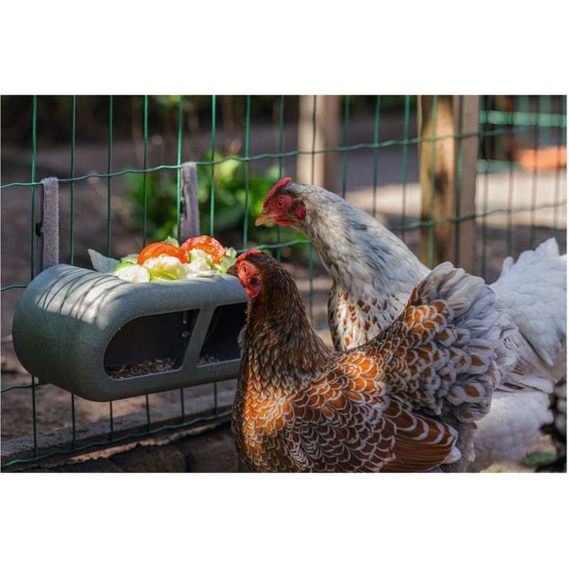 Kippen voerbak plastic grijs 30x14x13 cm