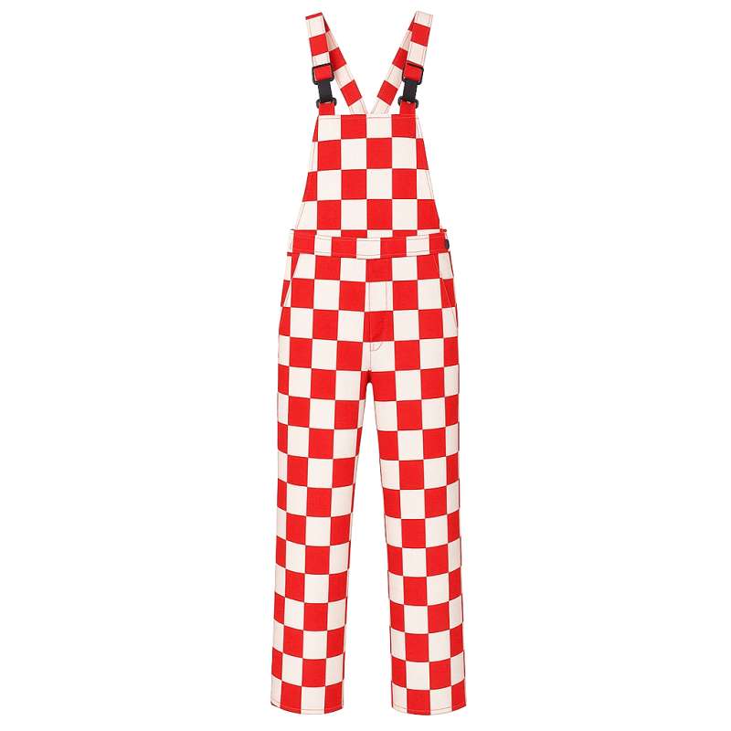 Tuinbroek Brabant rood/wit geblokt