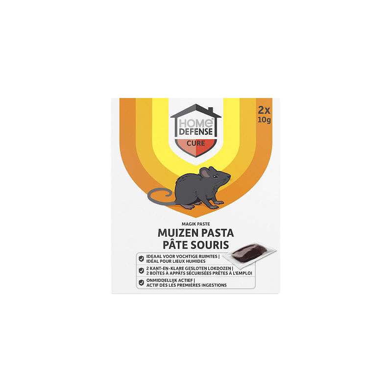 Home Defence Cure Muizen Pasta Alfachloralose Kant-en-Klare Lokdoos 2st