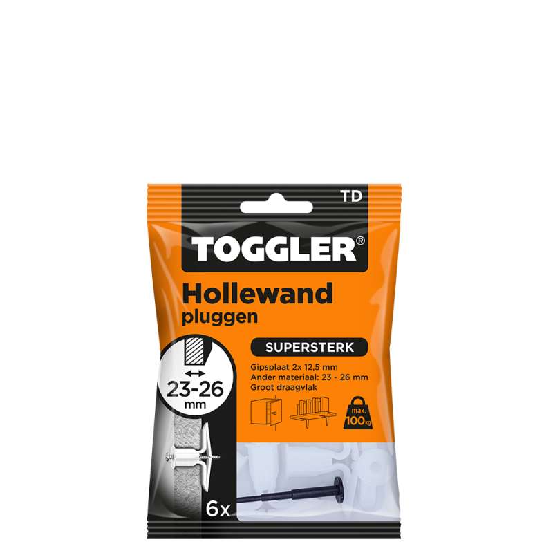 Toggler hollewandplug TD 23-26 mm 6 stuks