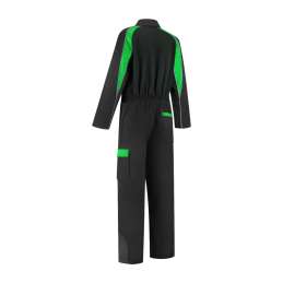 Garage overall polyester/katoen 4-way stretch rugpand zwart/groen