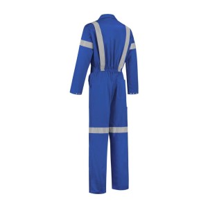 Katoenen hoge zichtbaarheidsoverall korenblauw