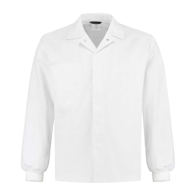 Werkjasje Food kort met manchetten wit