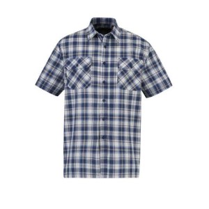 Blouse katoen korte mouw Farsund blauw/wit/bruin